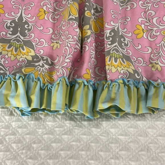 Mustard pie girls boutique knit dress pink yellow green grey floral stripe sz 8 - Picture 4 of 8